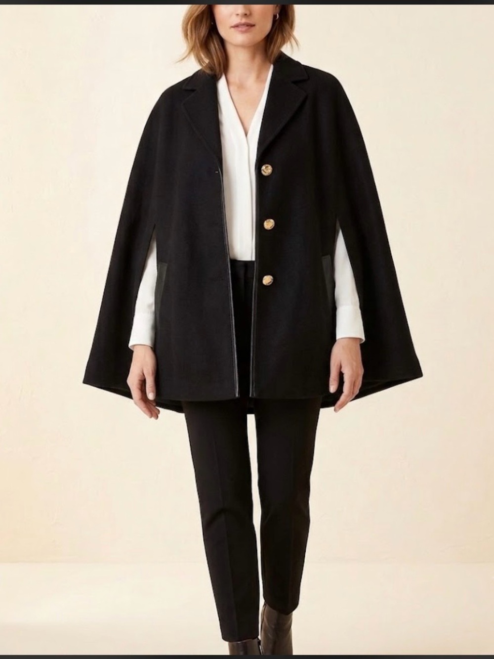 Anne Klein Black Cape  with Gold Buttons size s